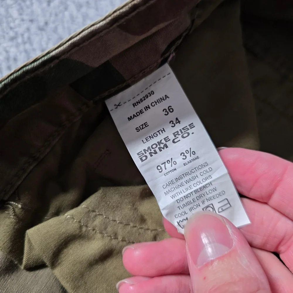 Smoke Rise Mens 36x34 Cargo Pants Green Camo Slim Tapered JP20110 Utility Street